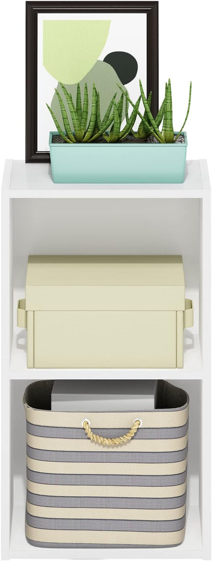 Furinno Luder Bookcase / Book / Storage, 2-Tier Cube, White