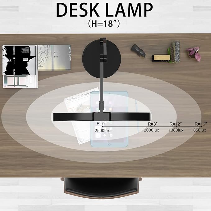 Led Desk Lamp for Home Office, Architect Curved Desk Lamp with Base Bright 1000LM Adjustable Desk Light Dimmable Touch Tall Table Light with 3 Rotatable Joints for Computer Workbench