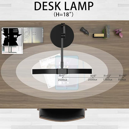 Led Desk Lamp for Home Office, Architect Curved Desk Lamp with Base Bright 1000LM Adjustable Desk Light Dimmable Touch Tall Table Light with 3 Rotatable Joints for Computer Workbench