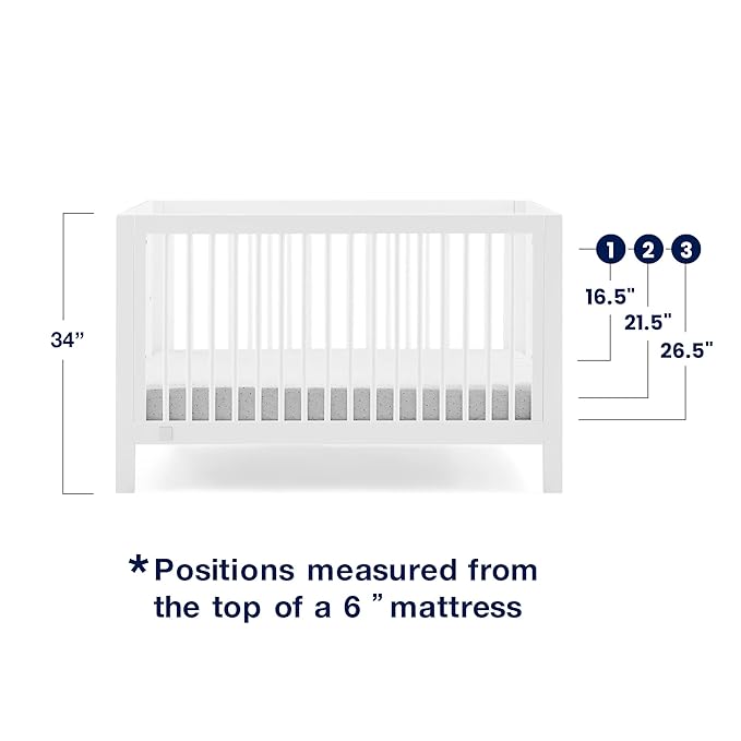 babyGap by Delta Children Charlie 6-in-1 Convertible Crib TrueSleep Crib and Toddler Mattress (Bundle), Bianca White