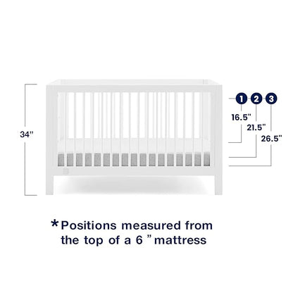 babyGap by Delta Children Charlie 6-in-1 Convertible Crib TrueSleep Crib and Toddler Mattress (Bundle), Bianca White