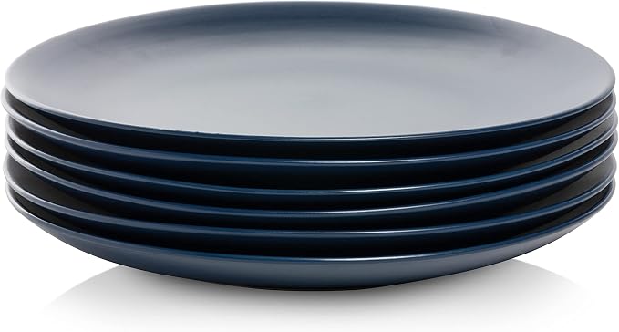 10 Strawberry Street Wazee Matte 10.5" Coupe Dinner Plate, Set of 6, Midnight Blue