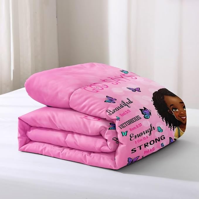 Black Girl Comforter Set Full for Kids Teens,God Says You are Comforter Set for Black Women,Black Girl Magic Bedding Set,African American Girl Bed Bedroom Set