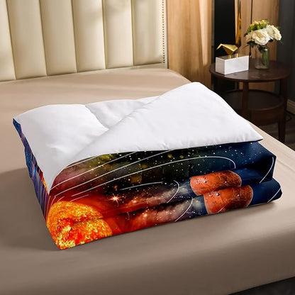 Erosebridal Solar System Bedding Set Twin Galaxy Space Comforter Set for Kids Boys Toddler Outer Space Room Decor Nebula Planets Orbit Comforter Celestial Universe Stars Quilt Duvet 1 Pillowcase