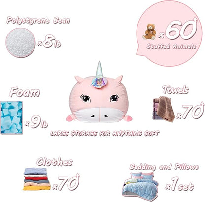 Kids Bean Bag Chairs Pink, Poodle Toy Organizers and Storage for Girls Bedroom, Velvet Fabric Super Soft Extra Large Cover Only
