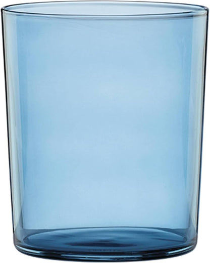 Oneida Stackables Blue Drinking Glasses, Set of 12 | glass, dishwasher safe | 6 short 8.5oz and 6 tall 14oz glasses | vibrant blue stackable design | 2.5 inch