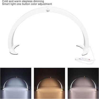 Pomya Half Moon Light for Nails, 28 Inch Foldable LED Half Moon Desk Lamp with 10 Brightness Adjustment, 3200K‑5600K Dimmable Lighting Lamp with Remote for Beauty Lash Extension Tattoo
