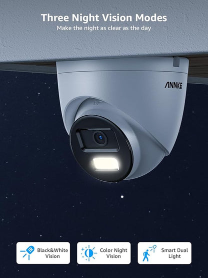 ANNKE C800 4Pcs Ultra HD 4K PoE Security Cameras with AI Human/Vehicle Detection, 8MP Turret IP Camera with Audio, Spotlight Color Night Vision, H.265+, IP67 Weatherproof, Support 512GB Micro SD