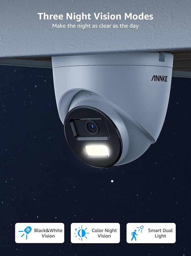 ANNKE C800 2Pack 4K Ultra HD PoE IP Security Camera AI Human Vehicle Detection, 8MP Outdoor Turret Camera with Audio Recording, 4.0mm Lens Wide Angle, Spotlight Color Night Vision, Up to 512GB SD Card