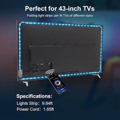 Nexillumi LED Lights for TV - 9.8ft RGB LED Strip Lights, APP Remote Control Music Sync for Bedroom