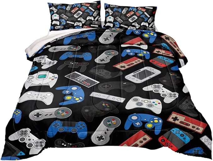 Gaming Comforter for Boys Teen,Game Contoller Bedding Set for Boys Kids,Down Alternative Comforter for All Season,Gamer Home Decor for Boys Comforter Set (Comforter-Game36, Full)