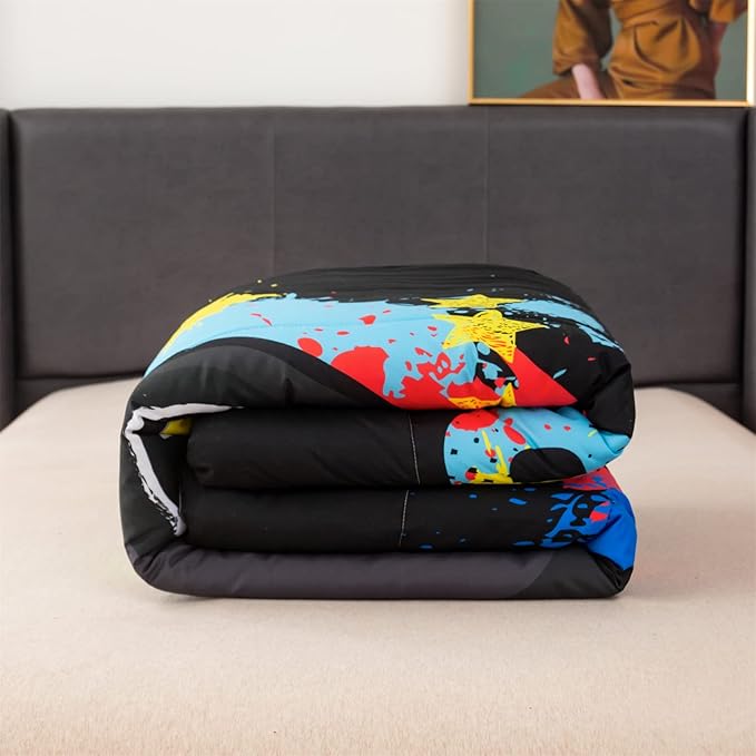 Gamer Girl Comforter Set Rainbow Gradient Gamepad Bedding Set Colorful Queen Size Microfiber Comforter with Pillowcase for Teens Kids Video Game Bedroom Decor