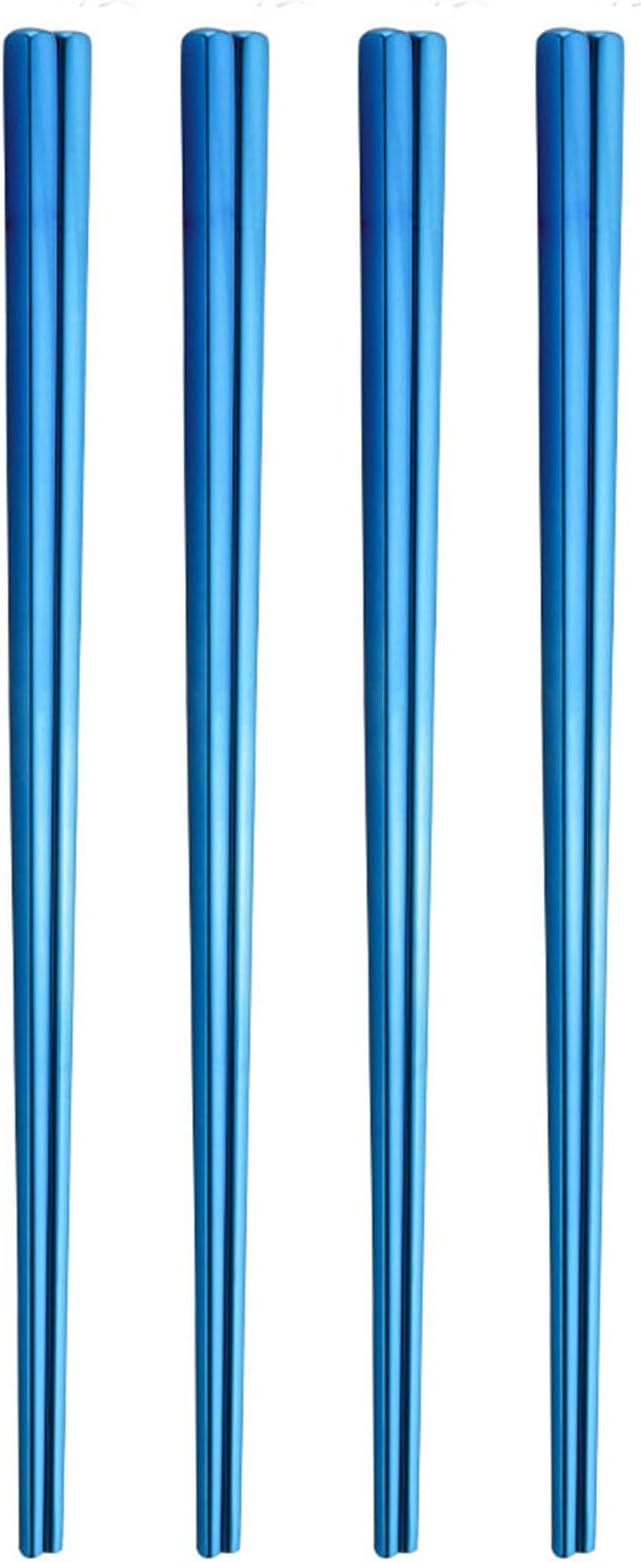 Stainless Steel Chopsticks,Reusable ,Dishwasher Safe , Easy to Use（4 PCS,blue）