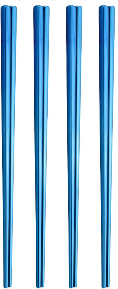 Stainless Steel Chopsticks,Reusable ,Dishwasher Safe , Easy to Use（4 PCS,blue）