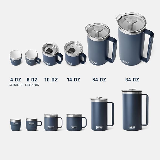 YETI Rambler 10 oz Ceramic Lined Stackable Mug, Vacuum Insulated, Stainless Steel with MagSlider Lid, Stainless
