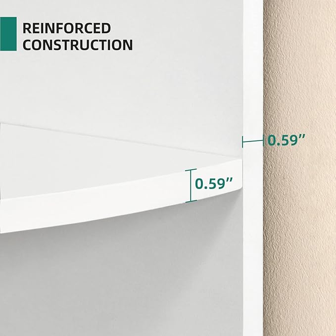 YITAHOME 5-Tier Corner Shelf, 70.8" Tall Modern Free Standing Corner Bookshelf, 5 Shelf Display Corner Bookcase and Bookshelves,Wooden Open Storage Book Shelves for Living Room, Home Office, White