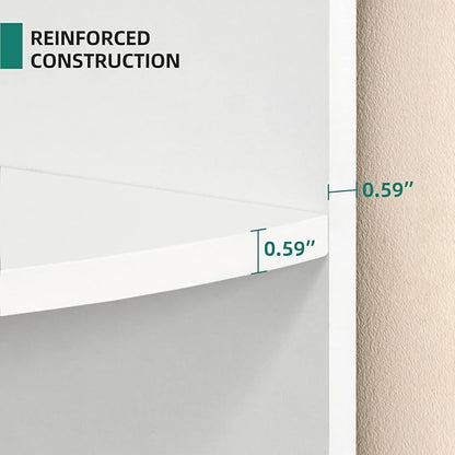YITAHOME 5-Tier Corner Shelf, 70.8" Tall Modern Free Standing Corner Bookshelf, 5 Shelf Display Corner Bookcase and Bookshelves,Wooden Open Storage Book Shelves for Living Room, Home Office, White