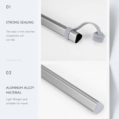 Silver Chopsticks Storage Tubes Aluminum Alloy Box Case for Titanium Chopstick Storage Box Without Gray Kitchen Utensils and Gadgets, Chopsticks