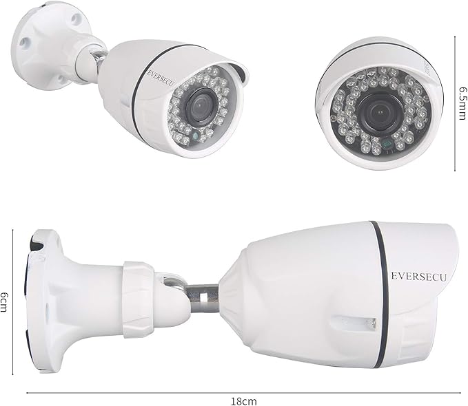 Eversecu 4 Channel Security Camera System 1080P DVR and (4) 1.0MP 720P Weatherproof Cameras Support Night Vison Weatherproof, Motion Alert, Smartphone, PC Easy Remote Access (NO HDD Included)