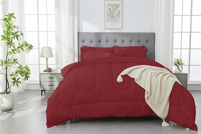 3 Piece Solid Color All Season Bedding Comforter Set Microfiber Soft Lightweight Bedding Set for Kids Teens Adults Room Decor with 1 Comforter and 2 Pillowcases King