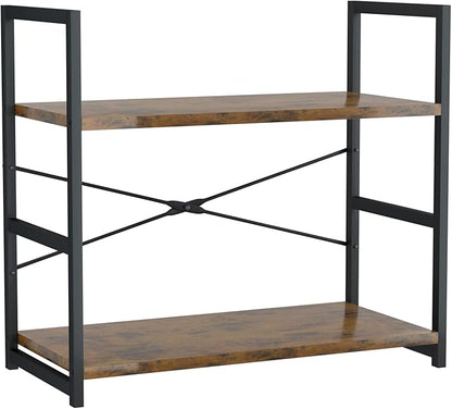 NUMENN 2 Tier Bookshelf, Tall Bookcase Shelf Storage Organizer, Modern Book Shelf for Bedroom, Living Room and Home Office, Vintage
