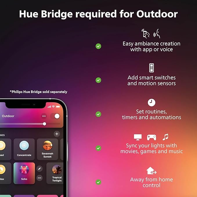 Philips Hue Lily Outdoor Smart Spot Light Base Kit - White and Color Ambiance LED Walkway Lights - Low Voltage Landscape Lighting - Requires Bridge - Control with App and Voice - Weatherproof - 3 Pack