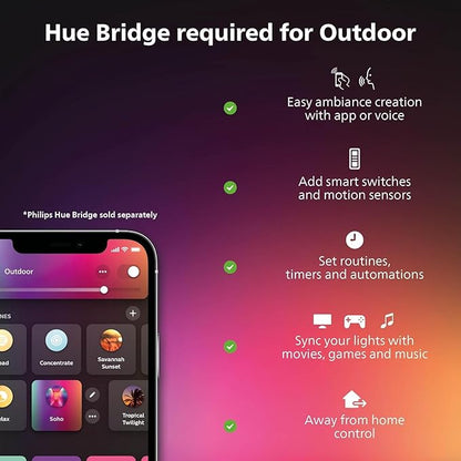 Philips Hue Lily Outdoor Smart Spot Light Base Kit - White and Color Ambiance LED Walkway Lights - Low Voltage Landscape Lighting - Requires Bridge - Control with App and Voice - Weatherproof - 3 Pack