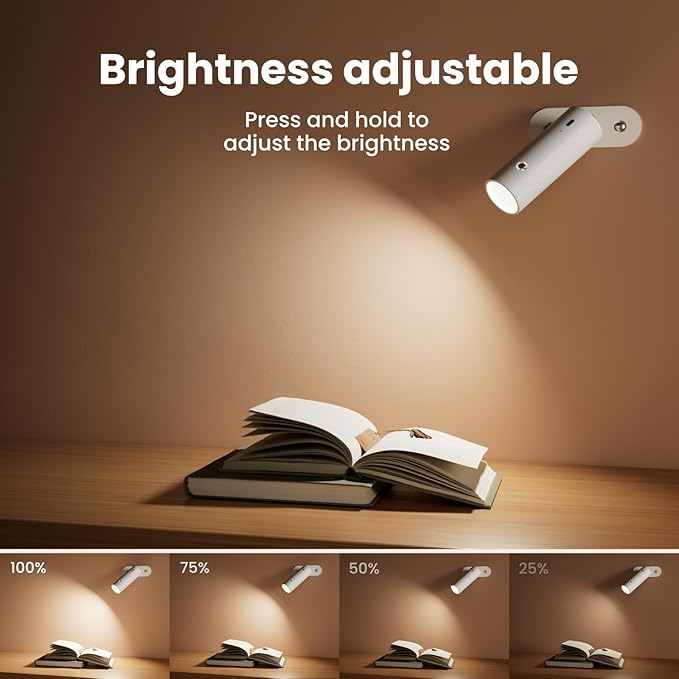 SIEPUNK Cordless Desk Lamp for Home Office, 4 in 1 Multifunctional Rechargeable Touch 3 Colour Temperature Table Lamp with Clamp, Portable Magnetic Bedside Night Desk Light, Ideal for Gifts, White
