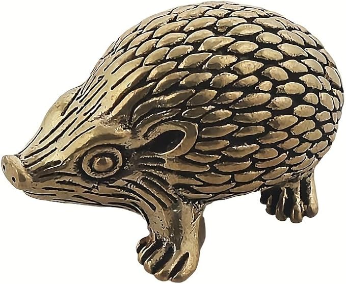 Vintage Solid Brass Hedgehog Figurine - Charming Desk Decor for Collectors - Perfect Home or Office Accent(Hedgehog)