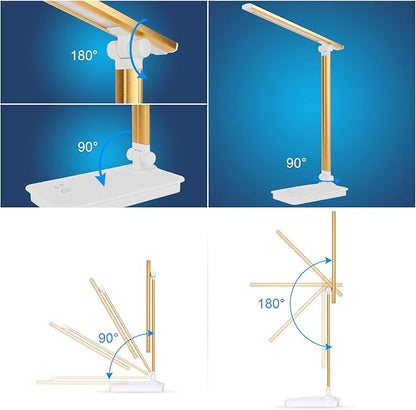 Desk Lamps for Home Office Dimmable LED Desk Lamp with USB Charging Port, Eye Caring Table Lamp, Touch Control with 5 Lighting Modes 3 Level Brightness