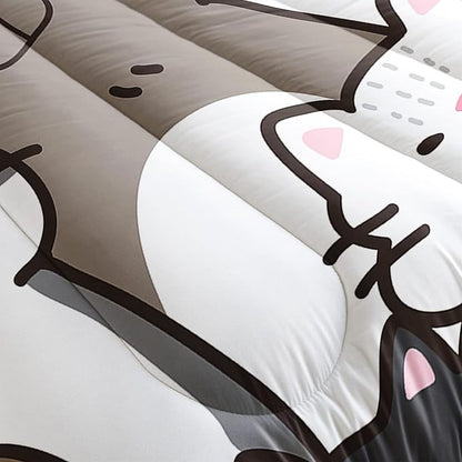 CVHOUSE Cat Bedding,Cartoon Cat Comforter Full,Animals Print Comforter Set for Kids,Kawaii Quilt Set with 1 Comforter and 2 Pillow Cases