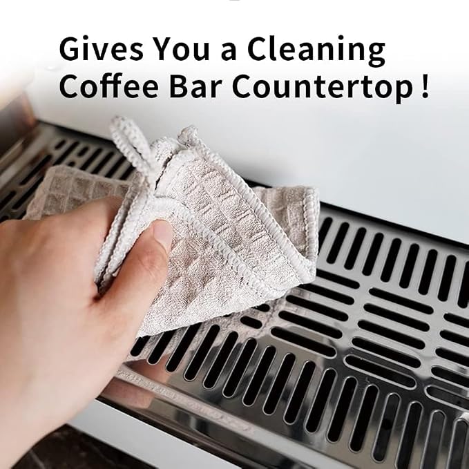 watchget 6 Pack Microfiber Espresso Barista Cleaning Towels, Light Grey | Professional 12"x12" Lint-free Rags; Highly Absorbent Cleaning Towels for Espresso Steam Wands & Coffee Bar Counters