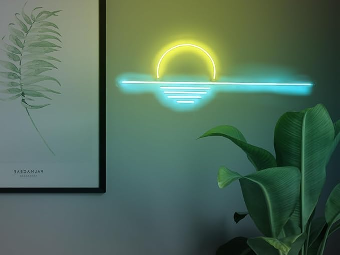 LED Decorative Lights USB Mountains Sunrise Sunset Led Neon Signs Home Decoration Wall Art Holiday Gift Brightness Adjustable 16.5''x9.5''