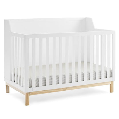 Delta Children Gap babyGap Oxford 6-in-1 Convertible Crib - Greenguard Gold Certified, Bianca White/Natural & Gap babyGap Legacy 3 Drawer Dresser with Leather Pulls, Navy/Natural