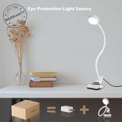 Desk lamp, LED Reading Light, Dimmable Clamp Lamp for Bed Headboard, Bedroom, Office, 3 Modes & 9 Dimming Levels, Flexible Clip Desk Lamp