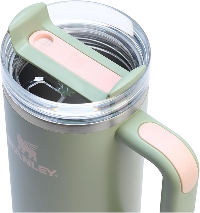 STANLEY Quencher H2.0 Flow State Tumbler, 30 oz, Lichen | Handle and Straw | 3-Position Lid | Cup Holder Compatible for Travel | Insulated Stainless Steel Cup | BPA-Free