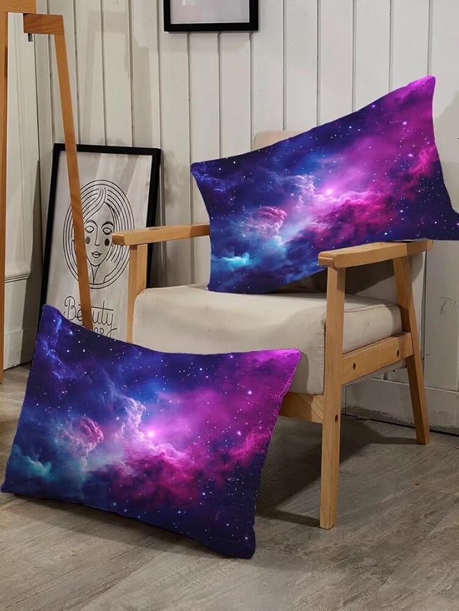 Galaxy Comforter Sets Queen Size Purple Outer Space Bedding Set for Teen Girls Boys Kids Children Bedroom Dorm Quilt 1 Comforter + 2 Pillow Cases