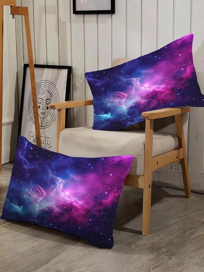 Galaxy Bedding Twin Size Purple Outer Space Comforter Set for Girls Boys Kids Children Bedroom Dorm Quilt 1 Comforter + 1 Pillow Case