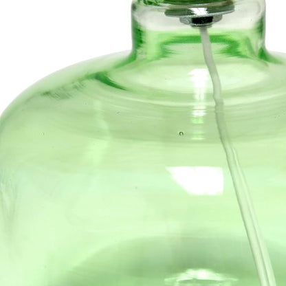 Simple Designs LT2064-GRW Glass Table Lamp with Fabric Shade, Green with White Shade