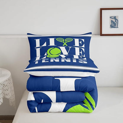 Feelyou Kids Tennis Comforter Set Twin Size Tennis Ball Bedding Set for Boys Girls Teens Bedroom Decor Ball Gaming Comforter Women Men Gift for Tennis Lover Duvet Set with 1 Pillow Case
