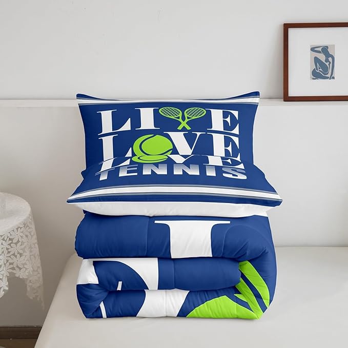 Feelyou Kids Tennis Comforter Set King Size Tennis Ball Bedding Set for Boys Girls Teens Bedroom Decor Ball Gaming Comforter Women Men Gift for Tennis Lover Duvet Set with 2 Pillow Case