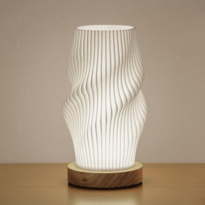 Bedside Lamps for Bedroom Nightstand Lamp,Vintage Style Striped Small Night Light Lamp,Gold Mini Modern Lamp with Woodbase,Gold Mini Table Lamp LED Lights for Living Room,Dorm,Kids Room,Office