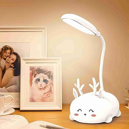 Kids Lamp, Cute LED Desk Lamp for Kids, Mini Animal Night Light, USB Rechargeable Flexible Cartoon Lamp Eye-Care Lighting for Bedroom (Deer B, Pink)
