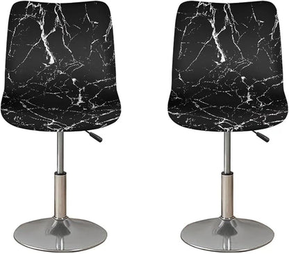 Black Marble Crack Bar Chair Seat Covers for Dining Room Decorative Covers for Bar Chair Stretch Chair Seat Covers Set of 2 Soft Barstool Chair Seat Cushion Slipcovers