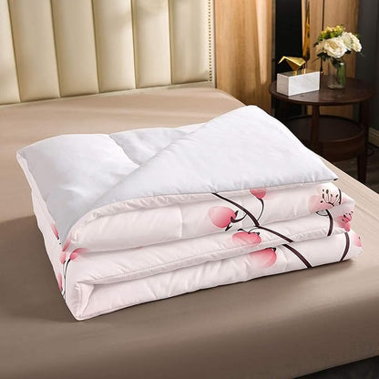 Erosebridal Cherry Blossoms Comforter Set King, Girl Pink Floral Down Comforter, Japanese Spring Bedding Set, Pale Pink Blossom Petal Quilted Duvet,Branch Floral Duvet Set for Women men,Girly Romantic
