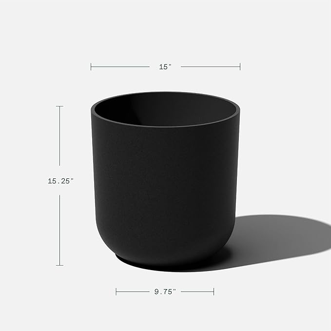 Veradek Round Black Plastic Planter Pots for Indoor/Outdoor Garden Use, with Drainage Holes, Suitable for Small to Large Succulent Plants, Flowers, Modern Interior Plants