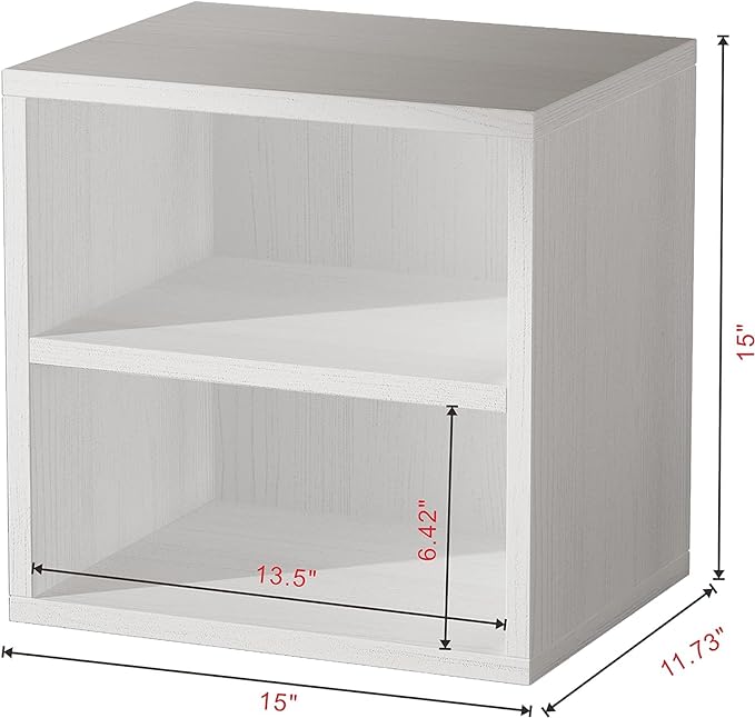 Magic DIY Cube Storage Organizer Stackable Cubes for Home Books Clothes Toy -Modular Cubby Storage System -Stackable Storage Cubes -Bookcase Closet (Pure white-washed, 1 Layer Cube)