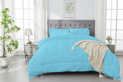 3 Piece Solid Color All Season Bedding Comforter Set Microfiber Soft Lightweight Bedding Set for Kids Teens Adults Room Decor with 1 Comforter and 2 Pillowcases Twin