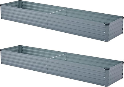 2 Pack 6x1.5x1FT Galvanized Raised Garden Beds Kit Outdoor Metal Gardening Planter Box for Vegetable Elevated Flower Herbs,Gray
