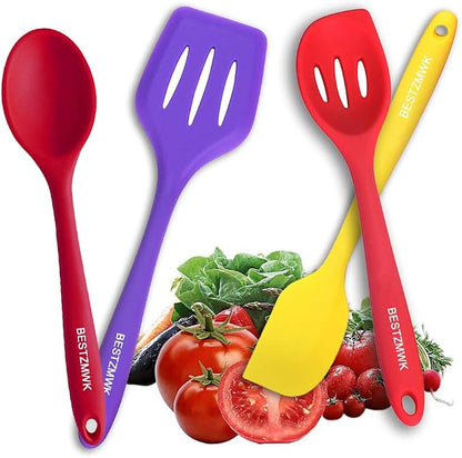 Kitchen Utensil Set - 11 Cooking Utensils - Colorful Silicone Kitchen Utensils - Nonstick Cookware with Spatula Set - Colored Best Kitchen Tools Kitchen Gadgets(Multi)